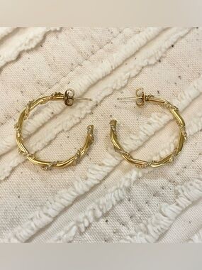 Twisted Details Gold Hoop Earrings Post Back